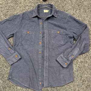 Faherty Brand Mens Blue Organic Cotton Flannel Button Up Shirt FLAW Medium M